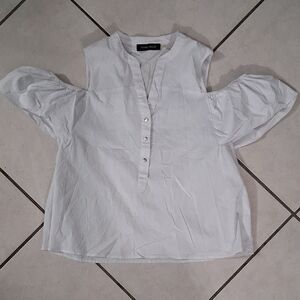 Ivanka Trump White Cold Shoulder Blouse